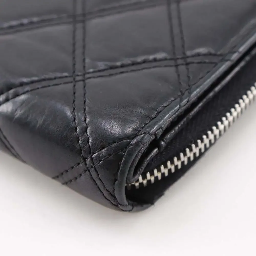 CHANEL Black Lambskin Leather Wallet